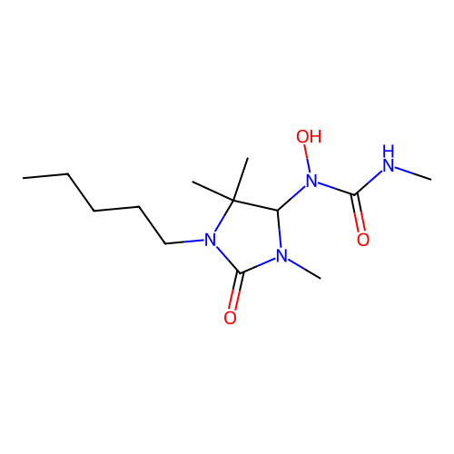 1-Hydroxy-3-methyl-1-(3,5,5-trimethyl-2-oxo-1-pentylimidazolidin-4-yl)urea structure