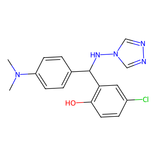 2-(((4H-1,2,4-triazol-4-yl)amino)(4-(dimethylamino)phenyl)methyl)-4-chlorophenol structure