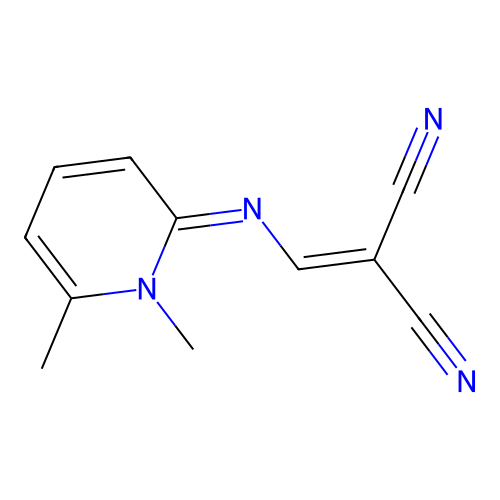 (Z)-2-(((1,6-dimethylpyridin-2(1H)-ylidene)amino)methylene)malononitrile structure