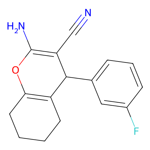 2-amino-4-(3-fluorophenyl)-5,6,7,8-tetrahydro-4H-chromene-3-carbonitrile structure