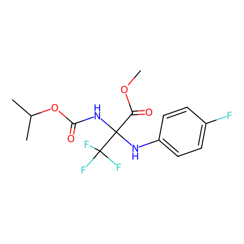 methyl 3,3,3-trifluoro-2-(4-fluoroanilino)-2-(propan-2-yloxycarbonylamino)propanoate structure
