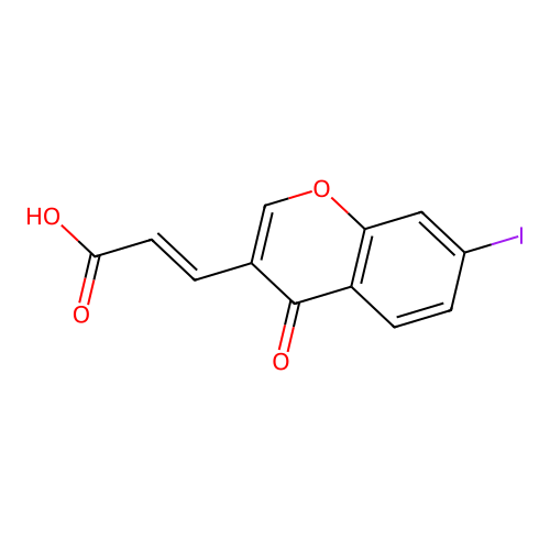 (E)-3-(7-iodo-4-oxo-4H-chromen-3-yl)acrylic acid structure