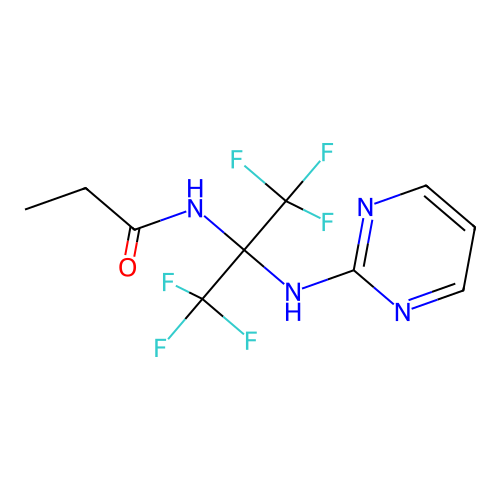 N-[1,1,1,3,3,3-hexafluoro-2-(pyrimidin-2-ylamino)propan-2-yl]propanamide structure