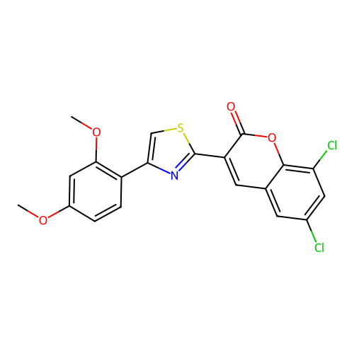 6,8-dichloro-3-(4-(2,4-dimethoxyphenyl)thiazol-2-yl)-2H-chromen-2-one structure