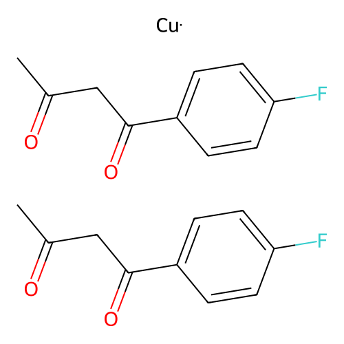 Copper;bis(1-(4-fluorophenyl)butane-1,3-dione) structure