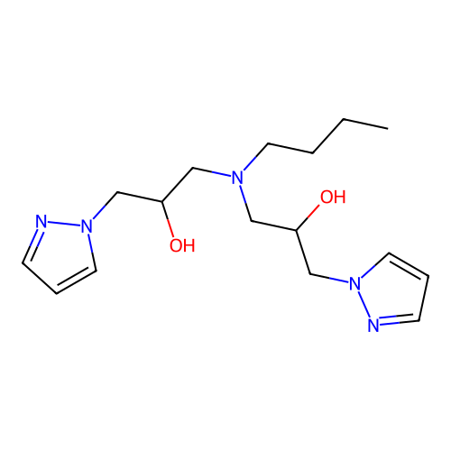 3,3'-(butylazanediyl)bis(1-(1H-pyrazol-1-yl)propan-2-ol) structure