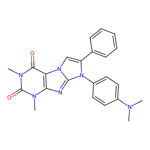 6-(4-dimethylaminophenyl)-2,4-dimethyl-7-phenylpurino[7,8-a]imidazole-1,3-dione structure