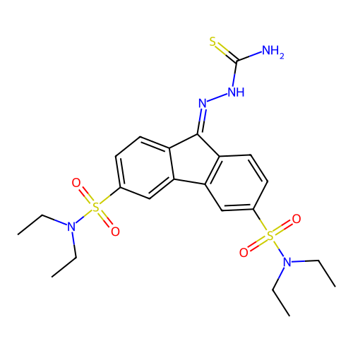 2-[3,6-bis(diethylsulfamoyl)-9H-fluoren-9-ylidene]hydrazinecarbothioamide structure