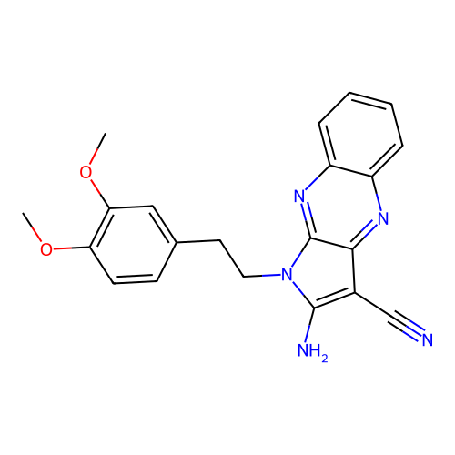 2-amino-1-(3,4-dimethoxyphenethyl)-1H-pyrrolo[2,3-b]quinoxaline-3-carbonitrile structure