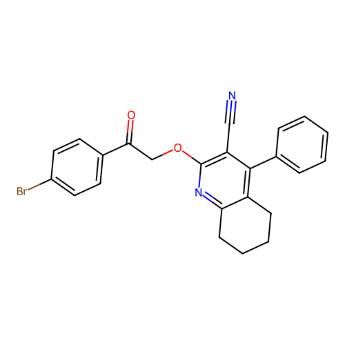 2-(2-(4-bromophenyl)-2-oxoethoxy)-4-phenyl-5,6,7,8-tetrahydroquinoline-3-carbonitrile structure