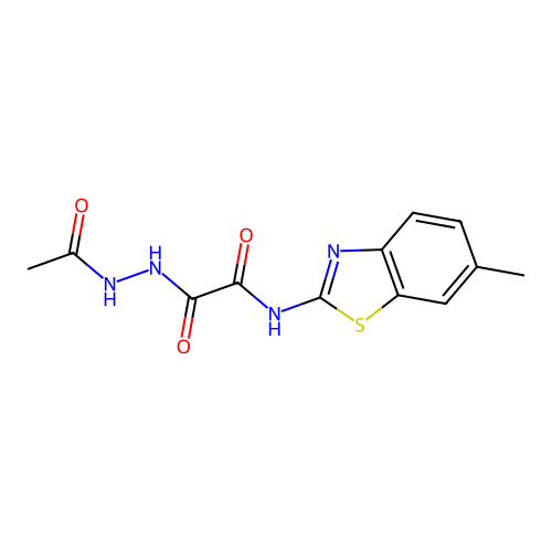 2-(2-acetylhydrazinyl)-N-(6-methyl-1,3-benzothiazol-2-yl)-2-oxoacetamide structure