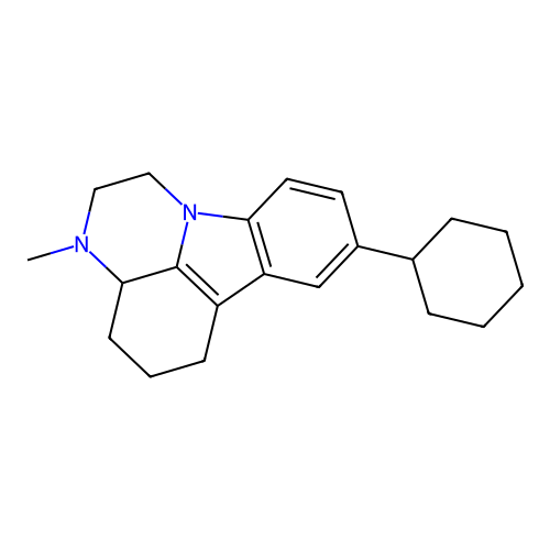 8-cyclohexyl-3-methyl-2,3,3a,4,5,6-hexahydro-1H-pyrazino[3,2,1-jk]carbazole structure