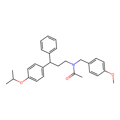 N-(3-(4-isopropoxyphenyl)-3-phenylpropyl)-N-(4-methoxybenzyl)acetamide structure