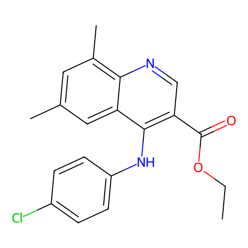 Ethyl 4-[(4-chlorophenyl)amino]-6,8-dimethylquinoline-3-carboxylate structure