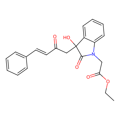 ethyl 2-[3-hydroxy-2-oxo-3-[(E)-2-oxo-4-phenylbut-3-enyl]indol-1-yl]acetate structure
