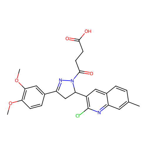 4-(5-(2-chloro-7-methylquinolin-3-yl)-3-(3,4-dimethoxyphenyl)-4,5-dihydro-1H-pyrazol-1-yl)-4-oxobutanoic acid structure