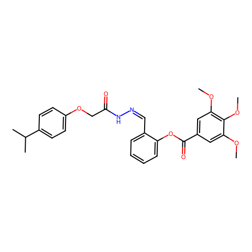(Z)-2-((2-(2-(4-isopropylphenoxy)acetyl)hydrazono)methyl)phenyl 3,4,5-trimethoxybenzoate structure