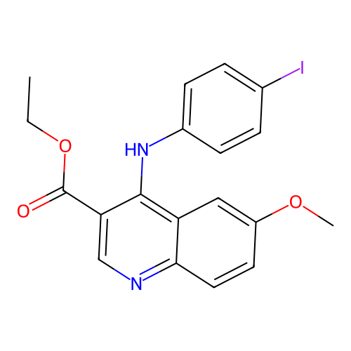 Ethyl 4-[(4-iodophenyl)amino]-6-methoxyquinoline-3-carboxylate structure
