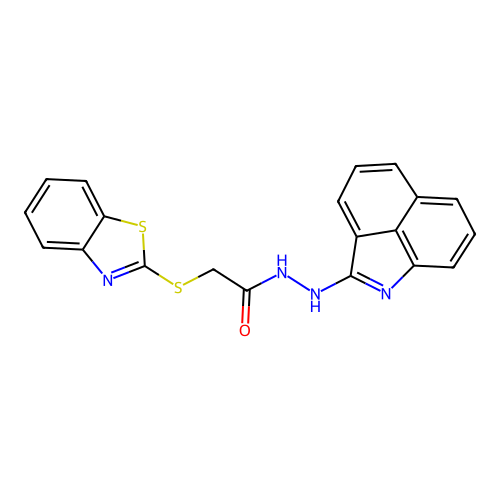 N'-(benzo[cd]indol-2-yl)-2-(1,3-benzothiazol-2-ylsulfanyl)acetohydrazide structure