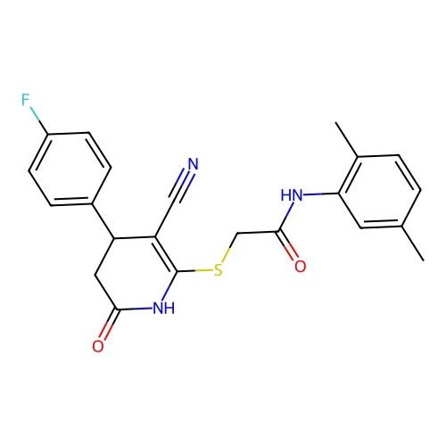 2-{[3-cyano-4-(4-fluorophenyl)-6-oxo-1,4,5,6-tetrahydropyridin-2-yl]sulfanyl}-N-(2,5-dimethylphenyl)acetamide structure
