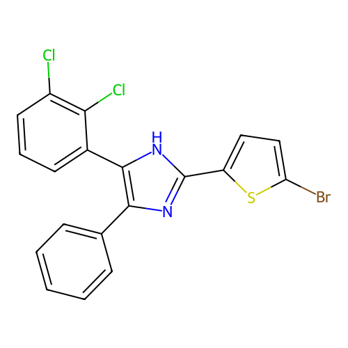 2-(5-bromothiophen-2-yl)-5-(2,3-dichlorophenyl)-4-phenyl-1H-imidazole structure
