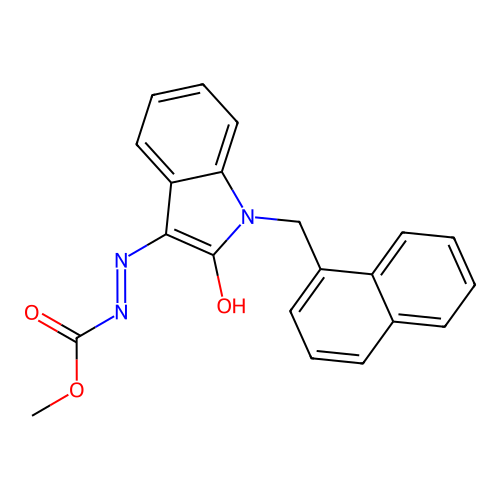 (E)-methyl 2-(1-(naphthalen-1-ylmethyl)-2-oxoindolin-3-ylidene)hydrazinecarboxylate structure