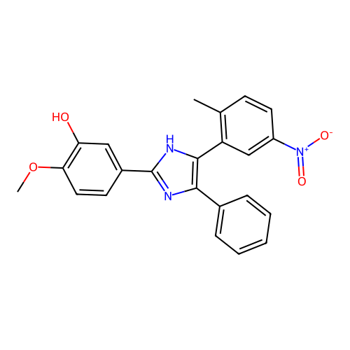 2-methoxy-5-(5-(2-methyl-5-nitrophenyl)-4-phenyl-1H-imidazol-2-yl)phenol structure