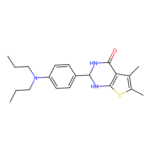2-[4-(dipropylamino)phenyl]-5,6-dimethyl-2,3-dihydrothieno[2,3-d]pyrimidin-4(1H)-one structure