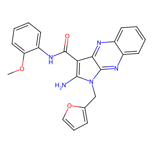 2-amino-1-(furan-2-ylmethyl)-N-(2-methoxyphenyl)-1H-pyrrolo[2,3-b]quinoxaline-3-carboxamide structure