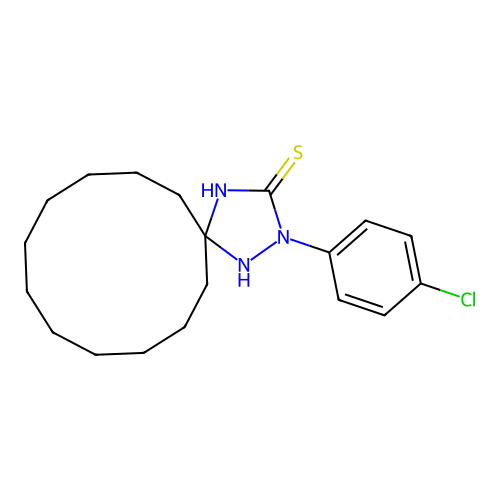2-(4-Chlorophenyl)-1,2,4-triazaspiro[4.11]hexadecane-3-thione structure