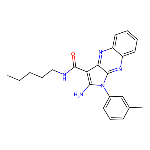 2-amino-1-(3-methylphenyl)-N-pentyl-1H-pyrrolo[2,3-b]quinoxaline-3-carboxamide structure