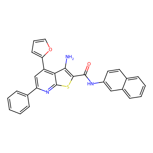 3-amino-4-(furan-2-yl)-N-(naphthalen-2-yl)-6-phenylthieno[2,3-b]pyridine-2-carboxamide structure