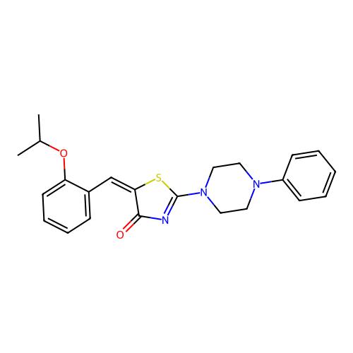 (5E)-2-(4-phenylpiperazin-1-yl)-5-[2-(propan-2-yloxy)benzylidene]-1,3-thiazol-4(5H)-one structure