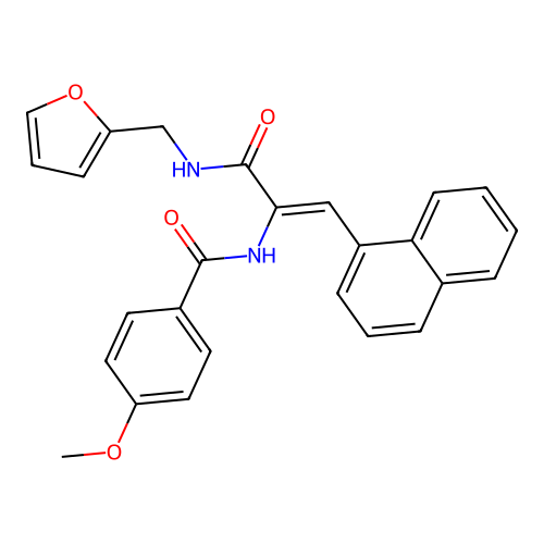 N-[1-(2-furylmethylcarbamoyl)-2-naphthalen-1-yl-ethenyl]-4-methoxy-benzamide structure