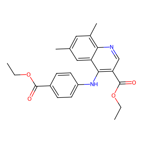 Ethyl 4-{[4-(ethoxycarbonyl)phenyl]amino}-6,8-dimethylquinoline-3-carboxylate structure