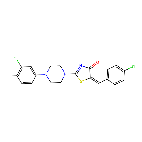 (5E)-5-(4-chlorobenzylidene)-2-[4-(3-chloro-4-methylphenyl)piperazin-1-yl]-1,3-thiazol-4(5H)-one structure