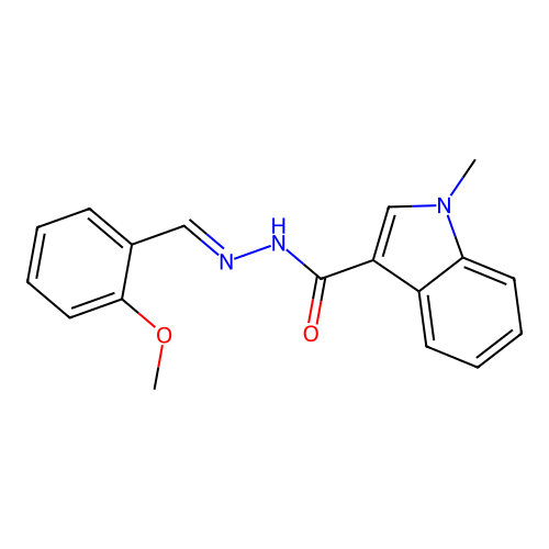 N'-[(E)-(2-methoxyphenyl)methylidene]-1-methyl-1H-indole-3-carbohydrazide structure