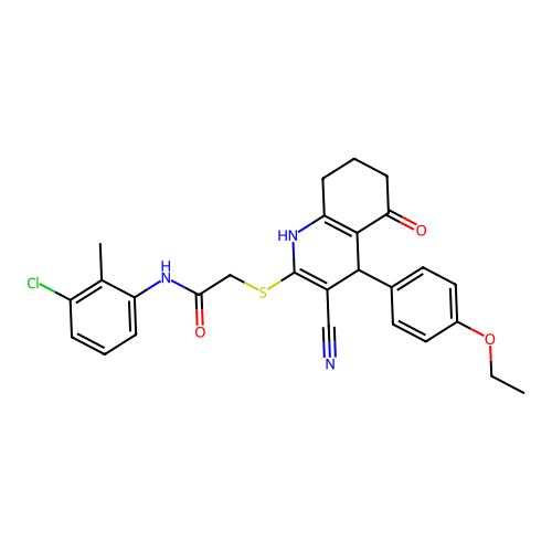 N-(3-chloro-2-methylphenyl)-2-((3-cyano-4-(4-ethoxyphenyl)-5-oxo-1,4,5,6,7,8-hexahydroquinolin-2-yl)thio)acetamide structure