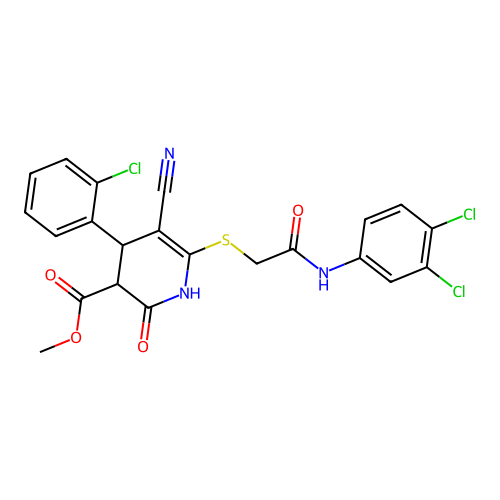 methyl 4-(2-chlorophenyl)-5-cyano-6-((2-((3,4-dichlorophenyl)amino)-2-oxoethyl)thio)-2-oxo-1,2,3,4-tetrahydropyridine-3-carboxylate structure