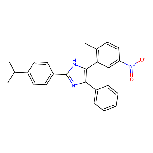 5-(2-methyl-5-nitrophenyl)-4-phenyl-2-[4-(propan-2-yl)phenyl]-1H-imidazole structure