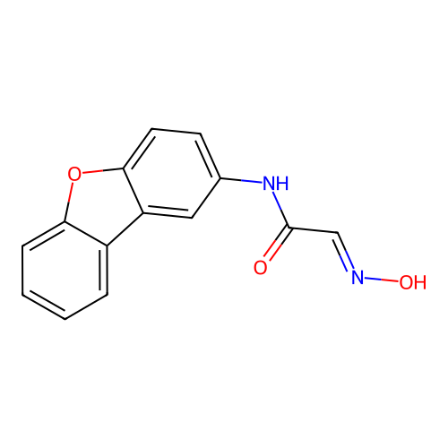 (E)-N-(dibenzo[b,d]furan-2-yl)-2-(hydroxyimino)acetamide structure