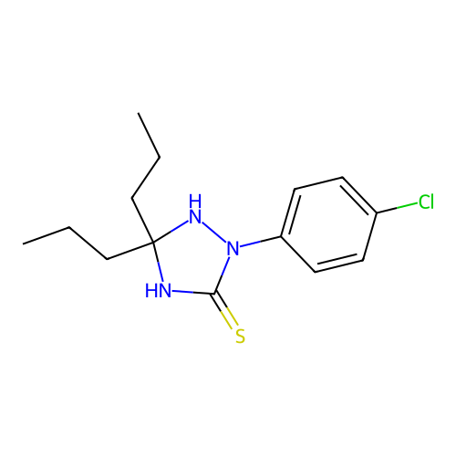 2-(4-Chlorophenyl)-5,5-dipropyl-1,2,4-triazolidine-3-thione structure