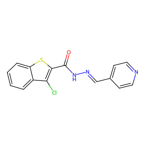 3-chloro-N-[(E)-pyridin-4-ylmethylideneamino]-1-benzothiophene-2-carboxamide structure