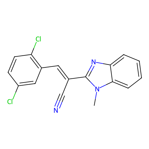 (2E)-3-(2,5-dichlorophenyl)-2-(1-methylbenzimidazol-2-yl)prop-2-enenitrile structure