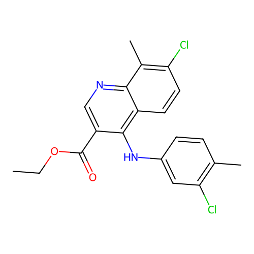 ethyl 7-chloro-4-[(3-chloro-4-methylphenyl)amino]-8-methylquinoline-3-carboxylate structure