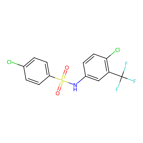 4-chloro-N-[4-chloro-3-(trifluoromethyl)phenyl]benzenesulfonamide structure