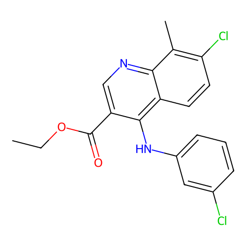 Ethyl 7-chloro-4-[(3-chlorophenyl)amino]-8-methylquinoline-3-carboxylate structure