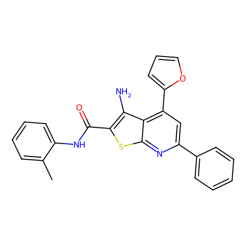 3-amino-4-(furan-2-yl)-N-(2-methylphenyl)-6-phenylthieno[2,3-b]pyridine-2-carboxamide structure