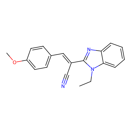 (2E)-2-(1-ethylbenzimidazol-2-yl)-3-(4-methoxyphenyl)prop-2-enenitrile structure