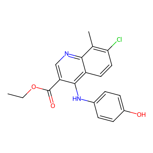 Ethyl 7-chloro-4-[(4-hydroxyphenyl)amino]-8-methylquinoline-3-carboxylate structure